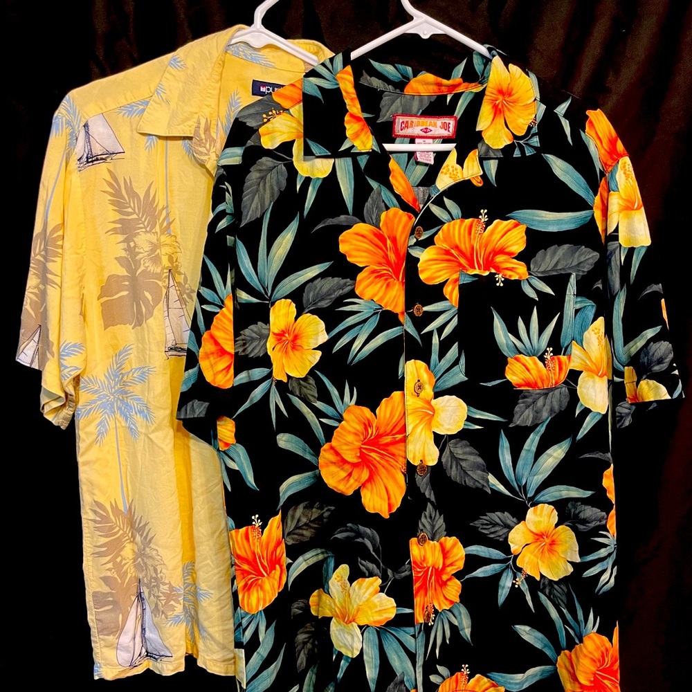 Two vintage mixed lot of medium Hawaiian button up
